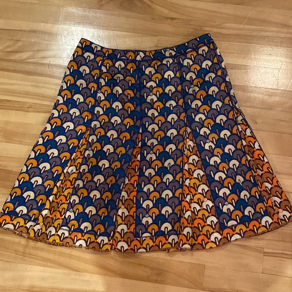 Tory Burch 100% silk pleated graphic two tone skirt, Women’s sized 4 - Picture 10 of 11